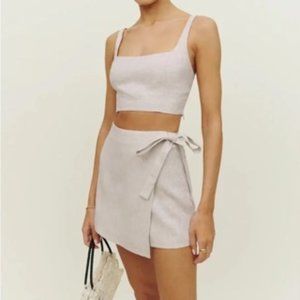 NWT Reformation France Linen Two-Piece Skort Set